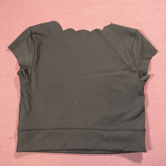 Offline by Aerie Goals Scalloped Cropped Tee in Black -  Size Small - Picture 7 of 7